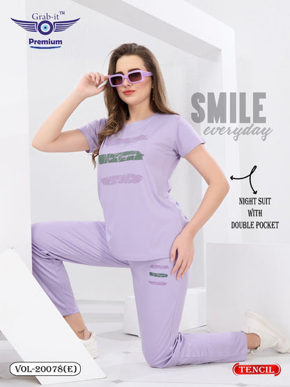 Vol 20078 E Grab It Tencil Pyjama Night Suits Wholesale Rate