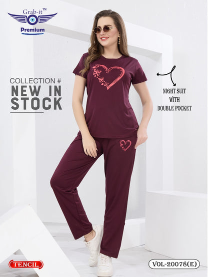 Vol 20078 E Grab It Tencil Pyjama Night Suits Wholesale Rate