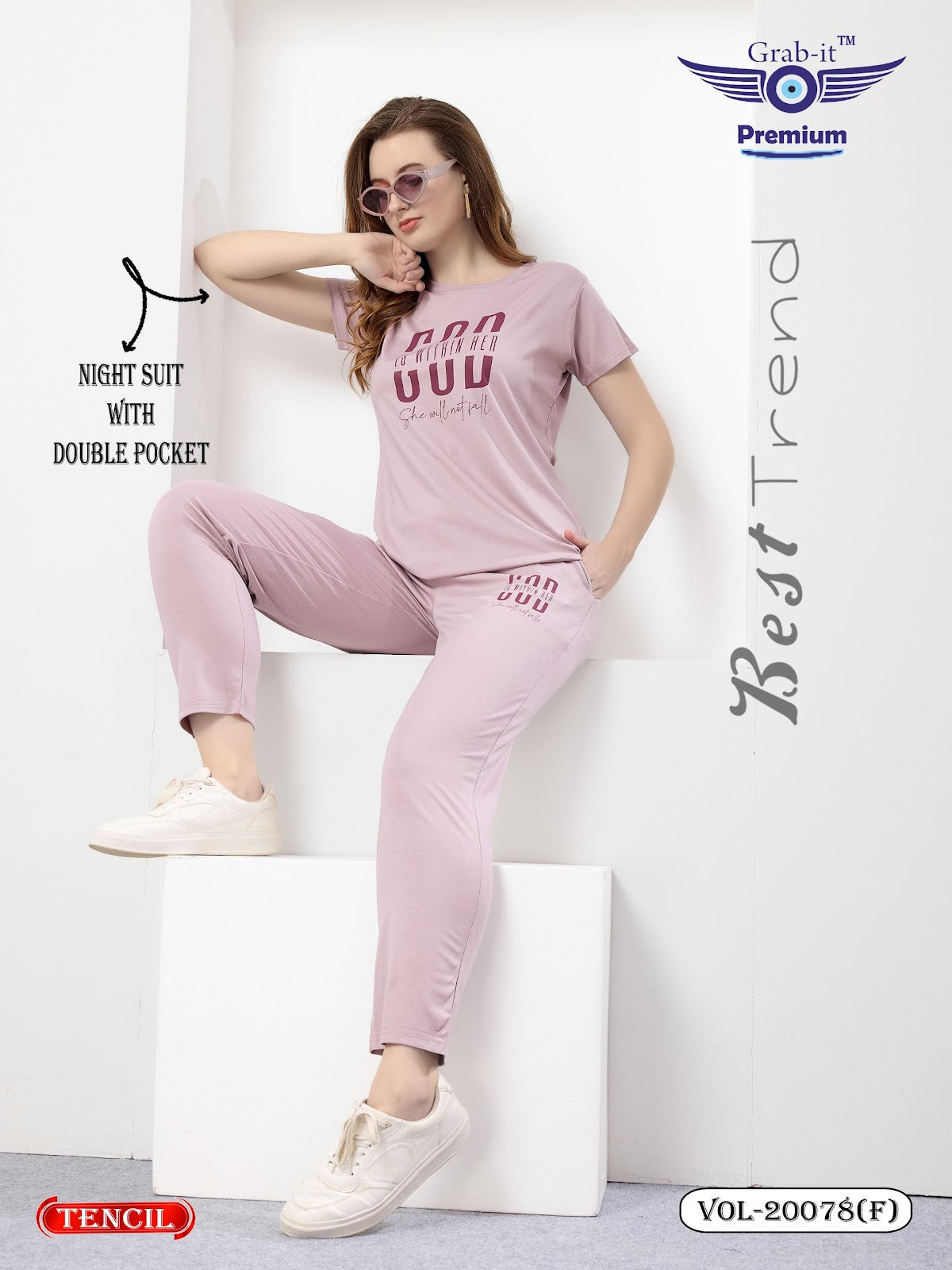 Vol 20078 F Grab It Tencil Pyjama Night Suits Wholesale Rate