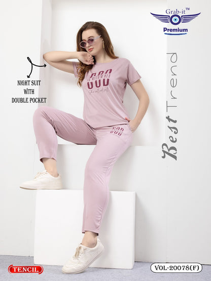 Vol 20078 F Grab It Tencil Pyjama Night Suits Wholesale Rate