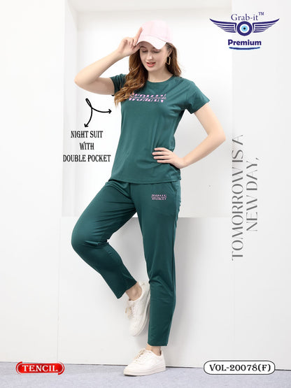 Vol 20078 F Grab It Tencil Pyjama Night Suits Wholesale Rate