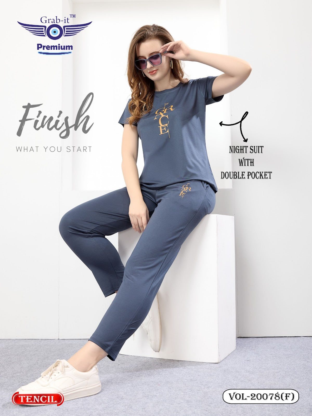 Vol 20078 F Grab It Tencil Pyjama Night Suits Wholesale Rate