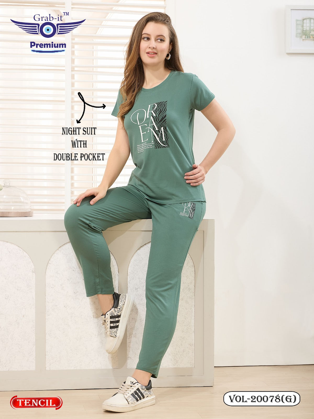 Vol 20078 G Grab It Tencil Pyjama Night Suits Wholesale Rate