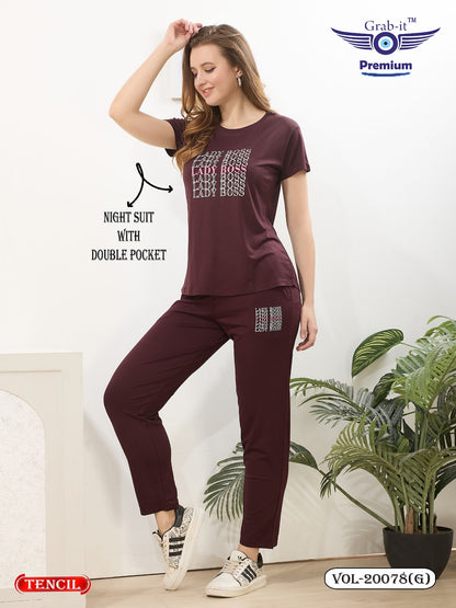 Vol 20078 G Grab It Tencil Pyjama Night Suits Wholesale Rate