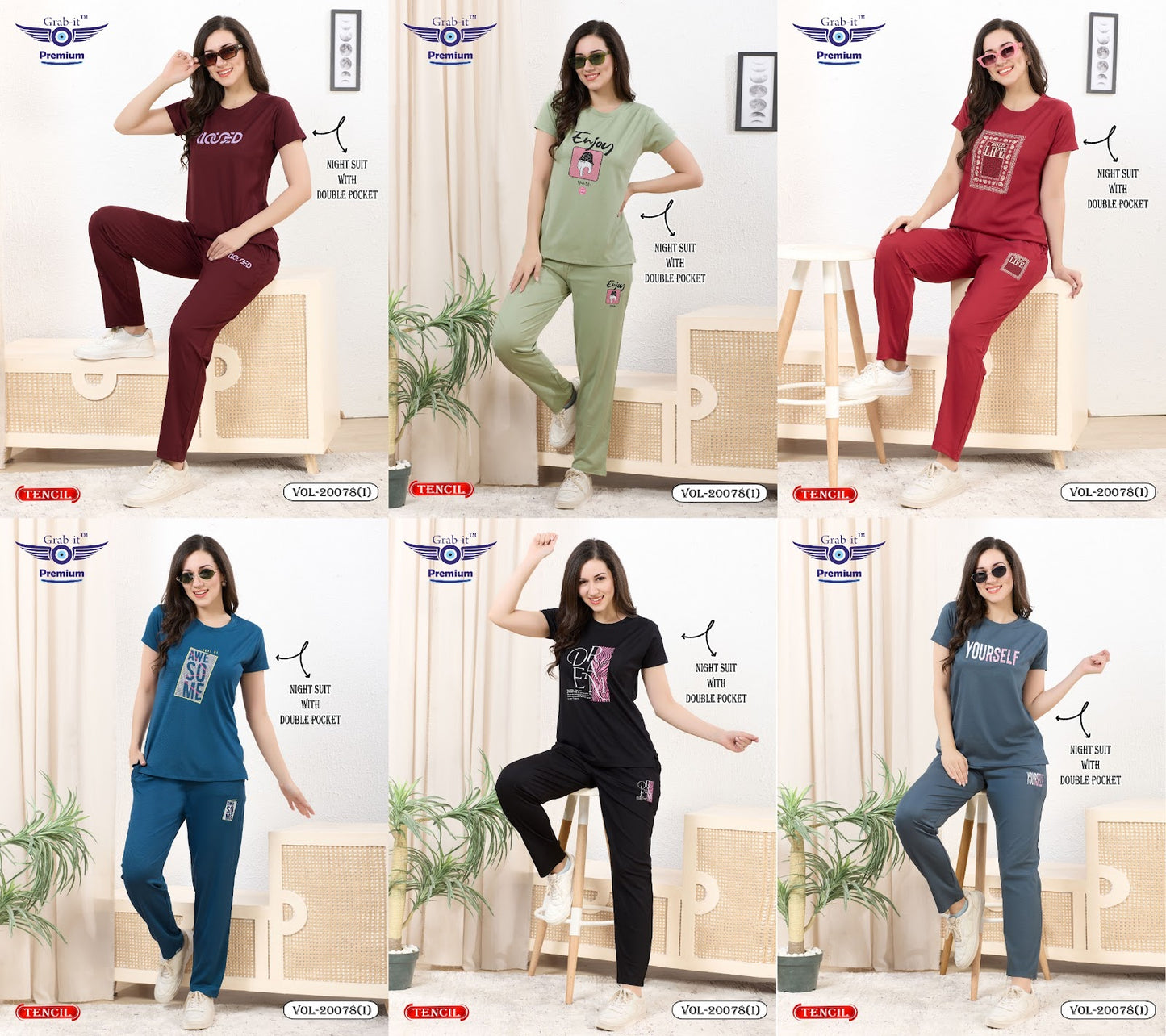 Vol 20078 I Grab It Pyjama Night Suits Supplier Gujarat