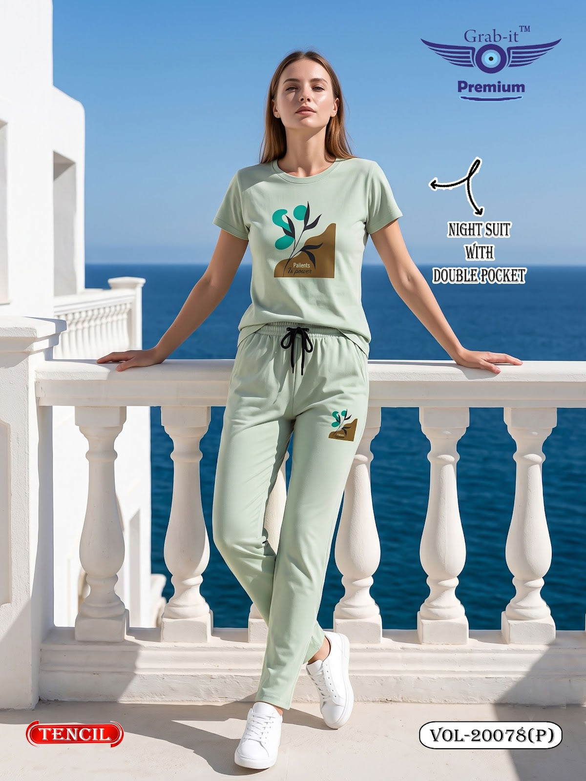 Vol 20078 P Plain Grab It Tencil Pyjama Night Suits Supplier Ahmedabad