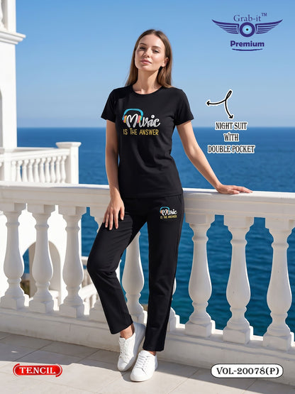 Vol 20078 P Plain Grab It Tencil Pyjama Night Suits Supplier Ahmedabad