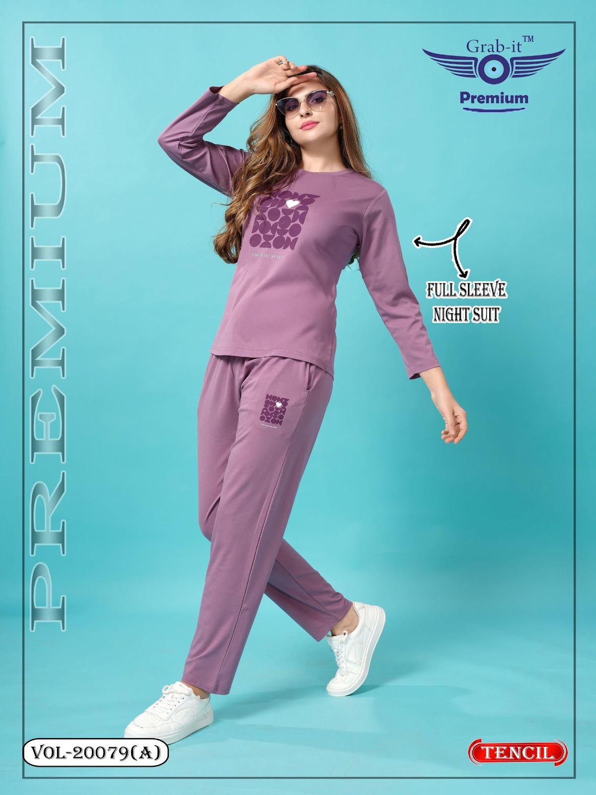 Vol 20079 A Grab It Tencil Full Sleeve Night Suits Wholesale Rate