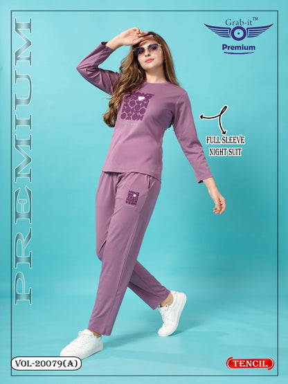 Vol 20079 A Grab It Tencil Full Sleeve Night Suits Wholesale Rate