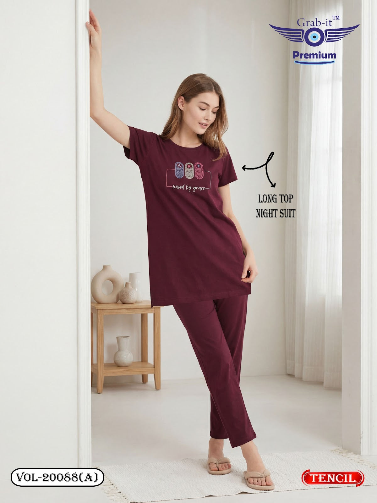 Vol 20088 A Grab It Tencil Kurta Night Suits Wholesale Rate