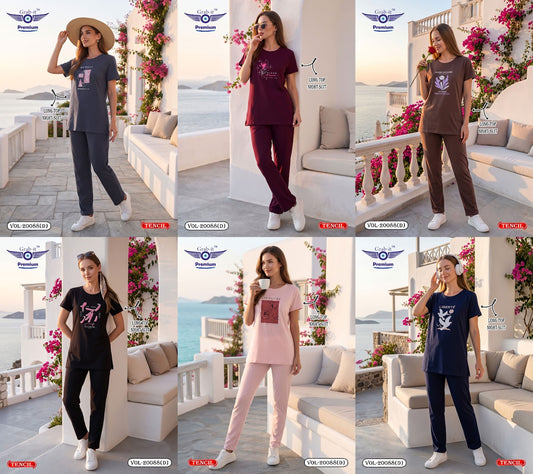 Vol 20088 D Long Top Grab It Tencil Kurta Night Suits Wholesale Price