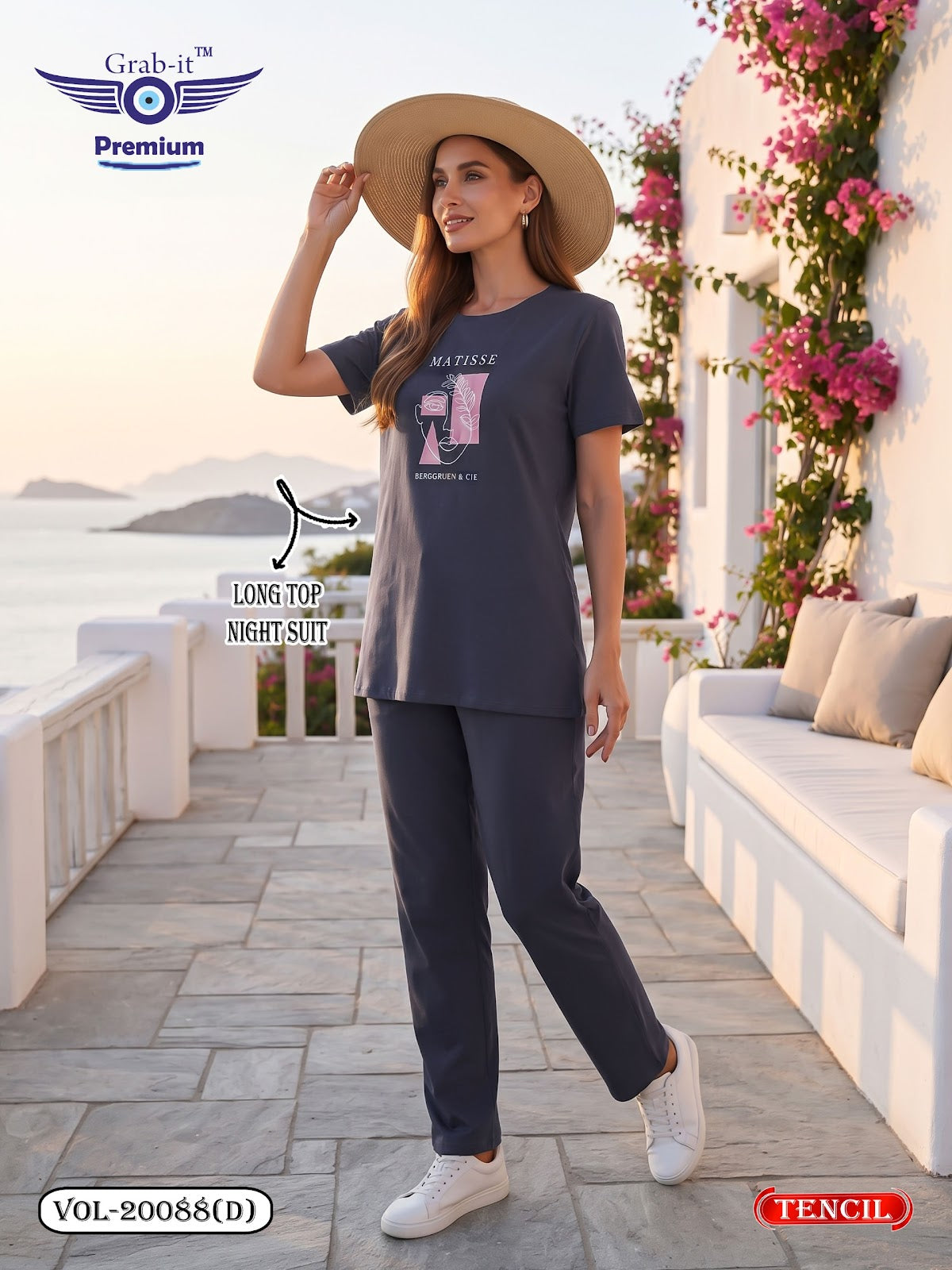 Vol 20088 D Long Top Grab It Tencil Kurta Night Suits Wholesale Price
