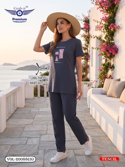 Vol 20088 D Long Top Grab It Tencil Kurta Night Suits Wholesale Price