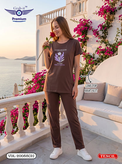 Vol 20088 D Long Top Grab It Tencil Kurta Night Suits Wholesale Price