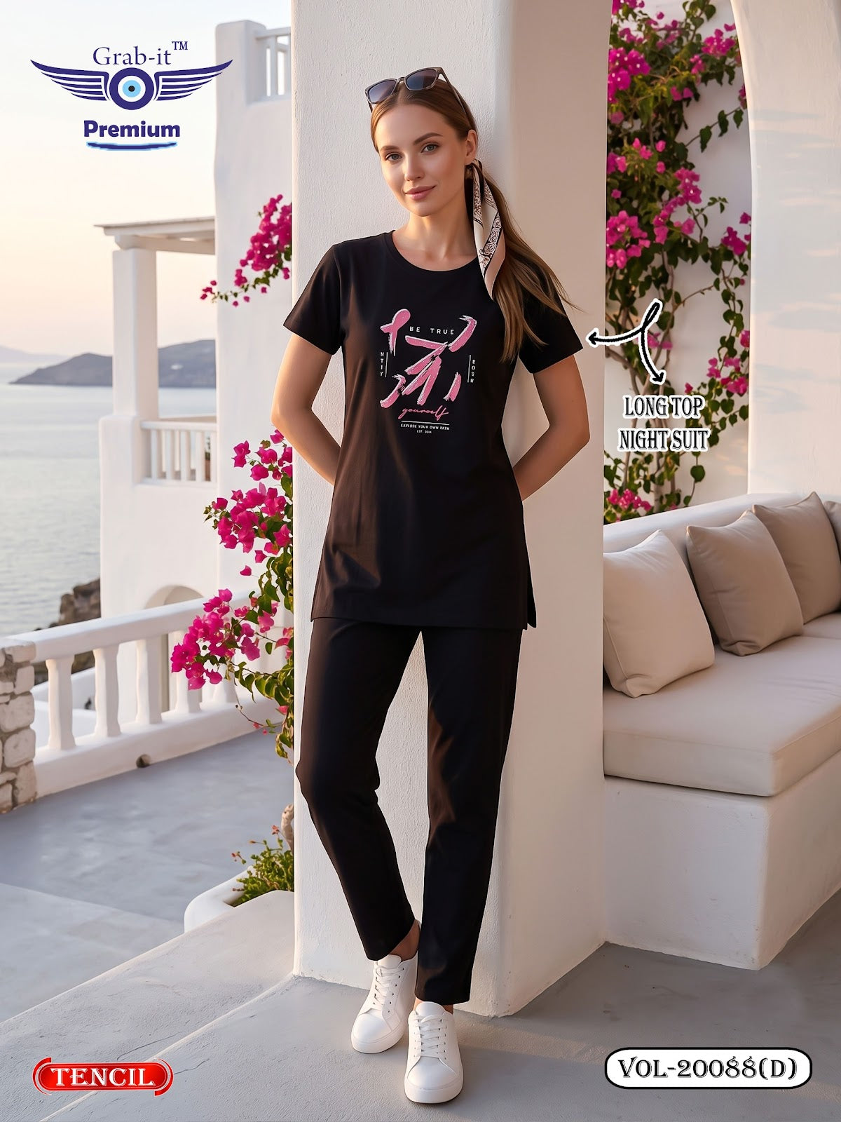 Vol 20088 D Long Top Grab It Tencil Kurta Night Suits Wholesale Price