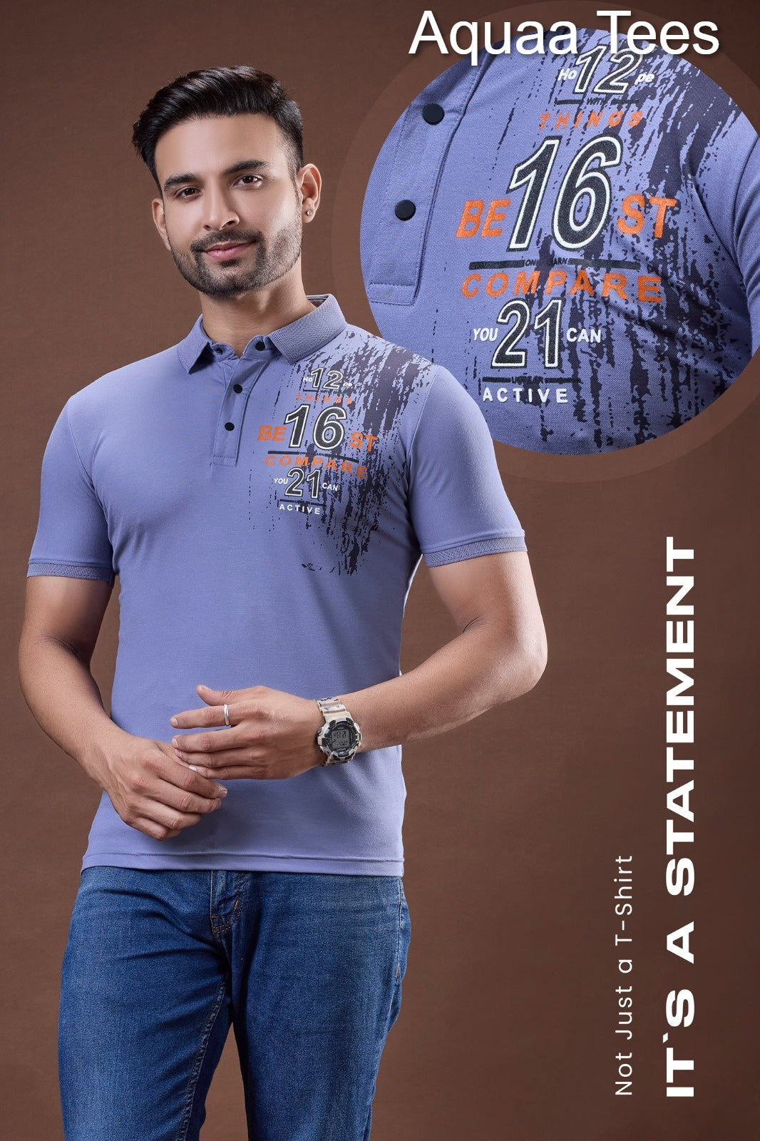 Vol 200 Aquaa Tees Tencil Lycra Mens Tshirts Exporter India