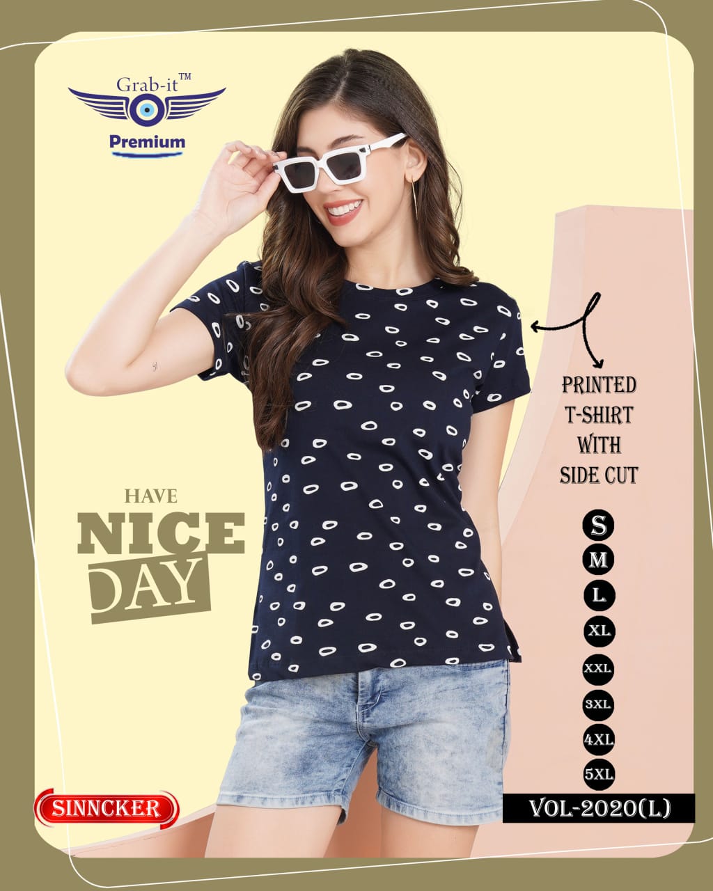 Vol 2020 L Grab It Sinker Women Tshirt Exporter India