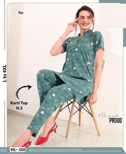 Vol 2028 Kp Hosiery Kurta Night Suits Wholesale Rate