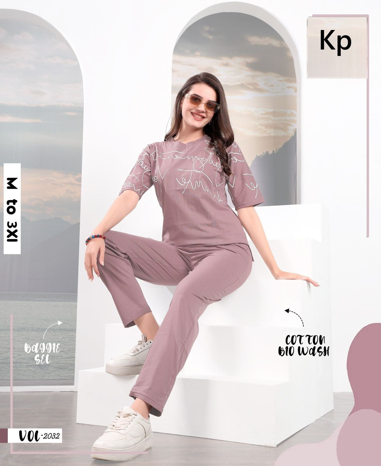 Vol 2032 Kp Cotton Biowashed Pyjama Night Suits Wholesale Price