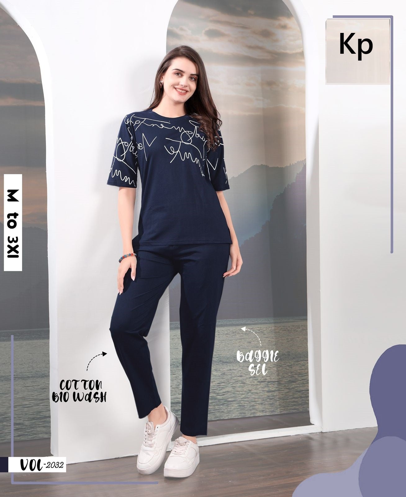 Vol 2032 Kp Cotton Biowashed Pyjama Night Suits Wholesale Price