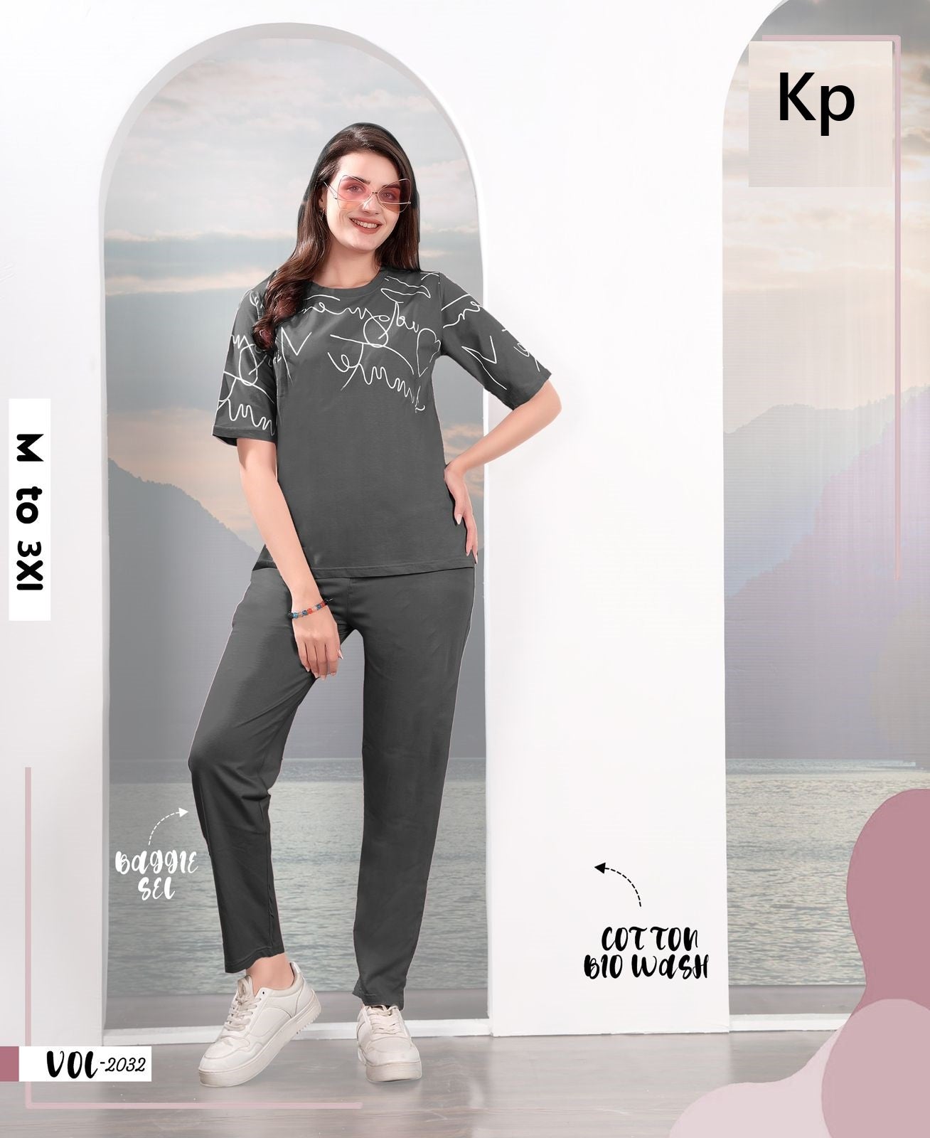 Vol 2032 Kp Cotton Biowashed Pyjama Night Suits Wholesale Price