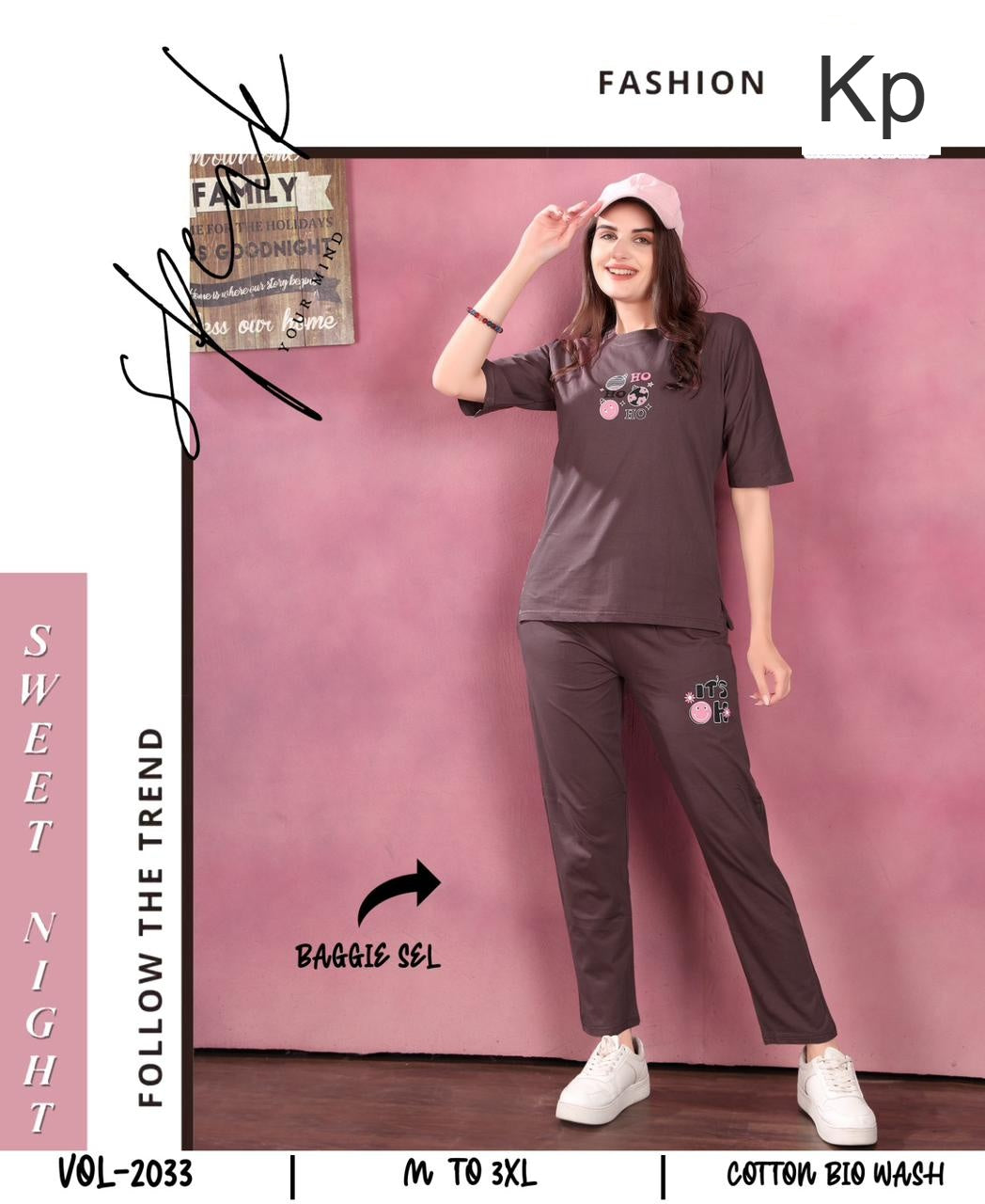 Vol 2033 Kp Cotton Biowashed Pyjama Night Suits Wholesaler Ahmedabad