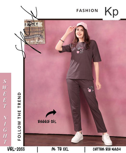 Vol 2033 Kp Cotton Biowashed Pyjama Night Suits Wholesaler Ahmedabad