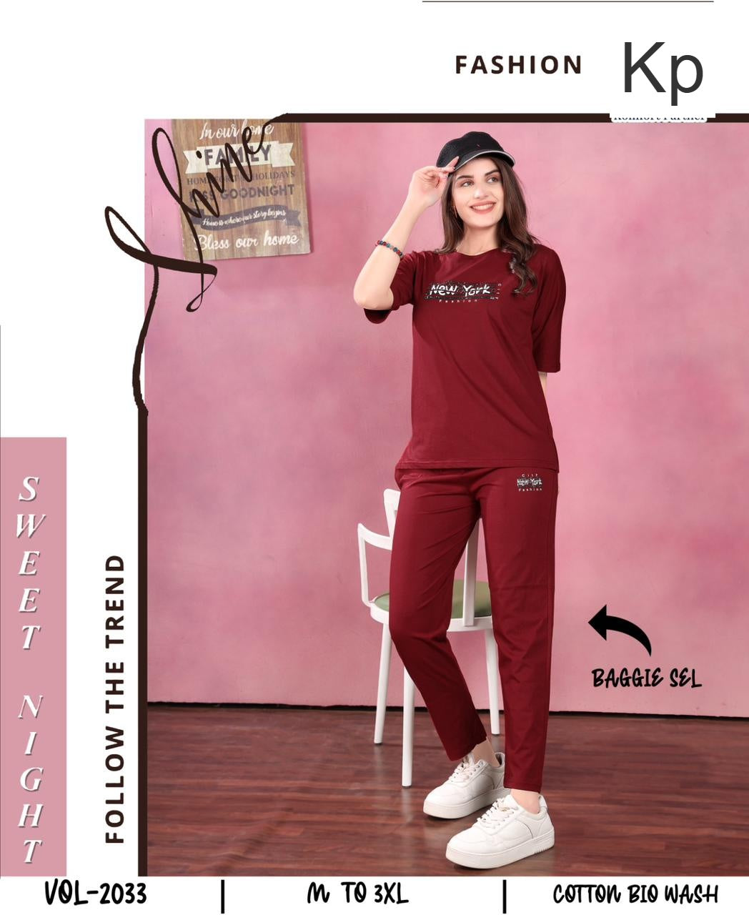 Vol 2033 Kp Cotton Biowashed Pyjama Night Suits Wholesaler Ahmedabad