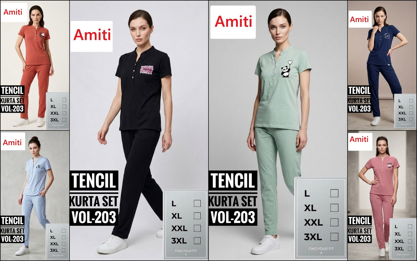 Vol 203 Amiti Tencil Kurta Night Suits Wholesale Rate