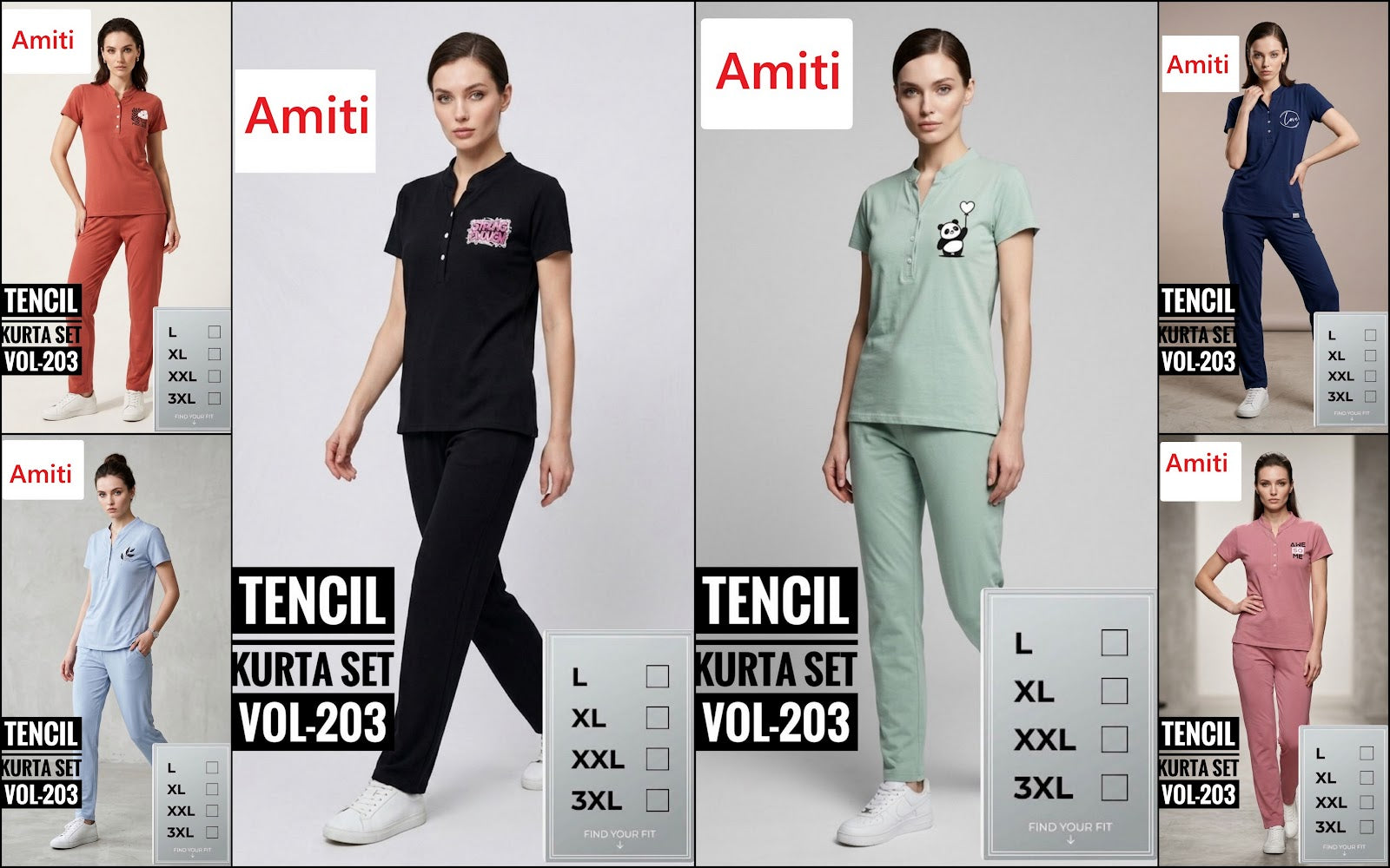 Vol 203 Amiti Tencil Kurta Night Suits Wholesale Rate