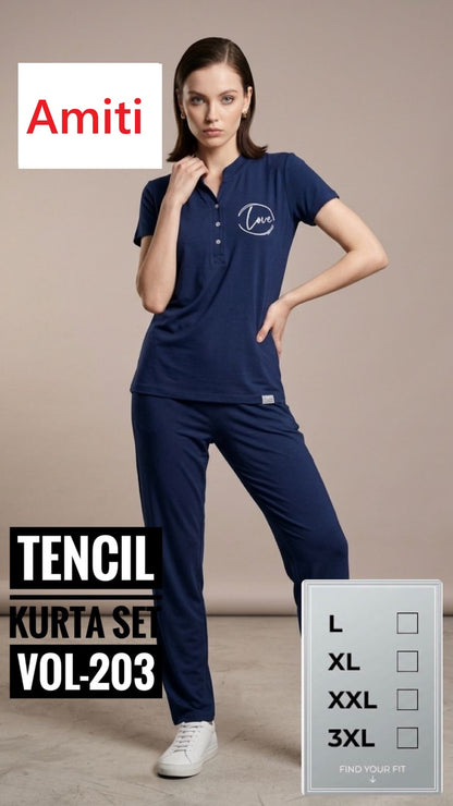 Vol 203 Amiti Tencil Kurta Night Suits Wholesale Rate