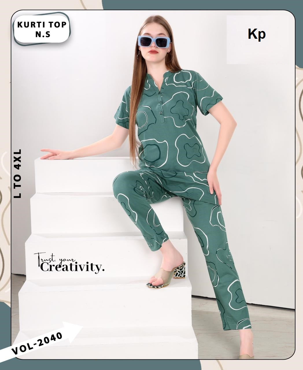 Vol 2040 Kp Hosiery Kurta Night Suits Exporter