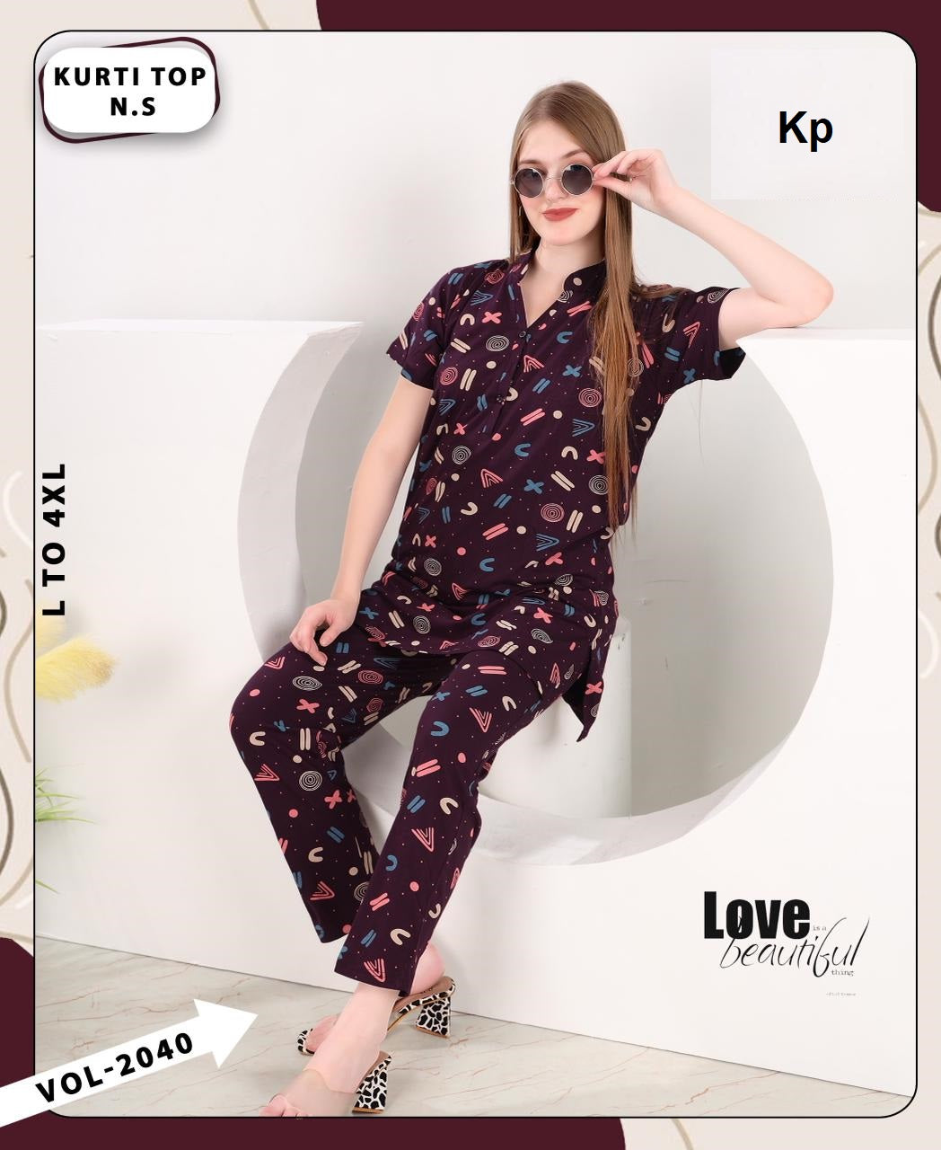 Vol 2040 Kp Hosiery Kurta Night Suits Exporter