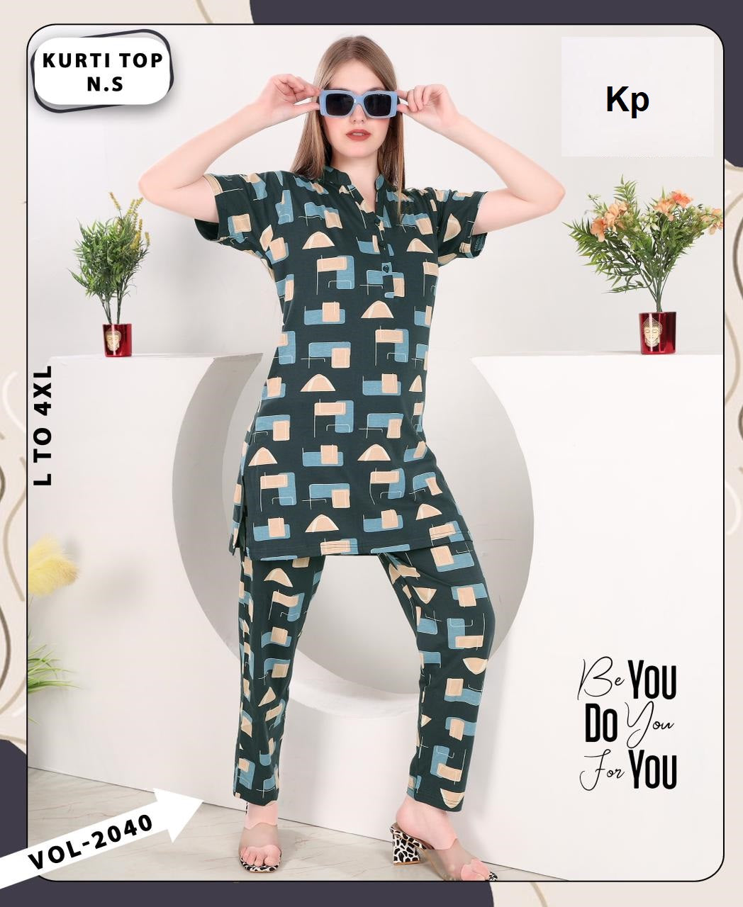 Vol 2040 Kp Hosiery Kurta Night Suits Exporter