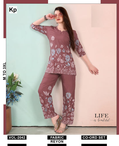 Vol 2042 Kp Rayon Co Ord Set Manufacturer Gujarat