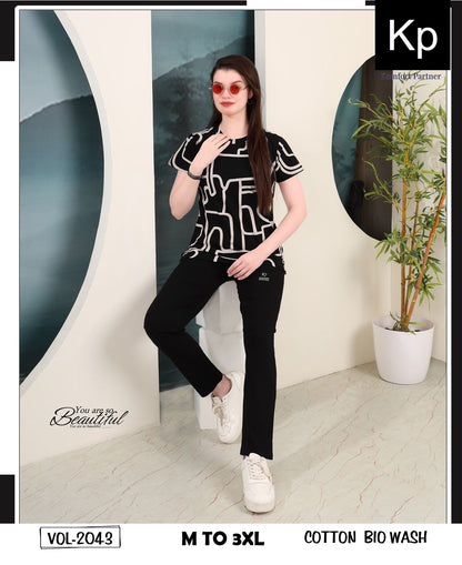 Vol 2043 Kp Cotton Biowashed Pyjama Night Suits Wholesale Price