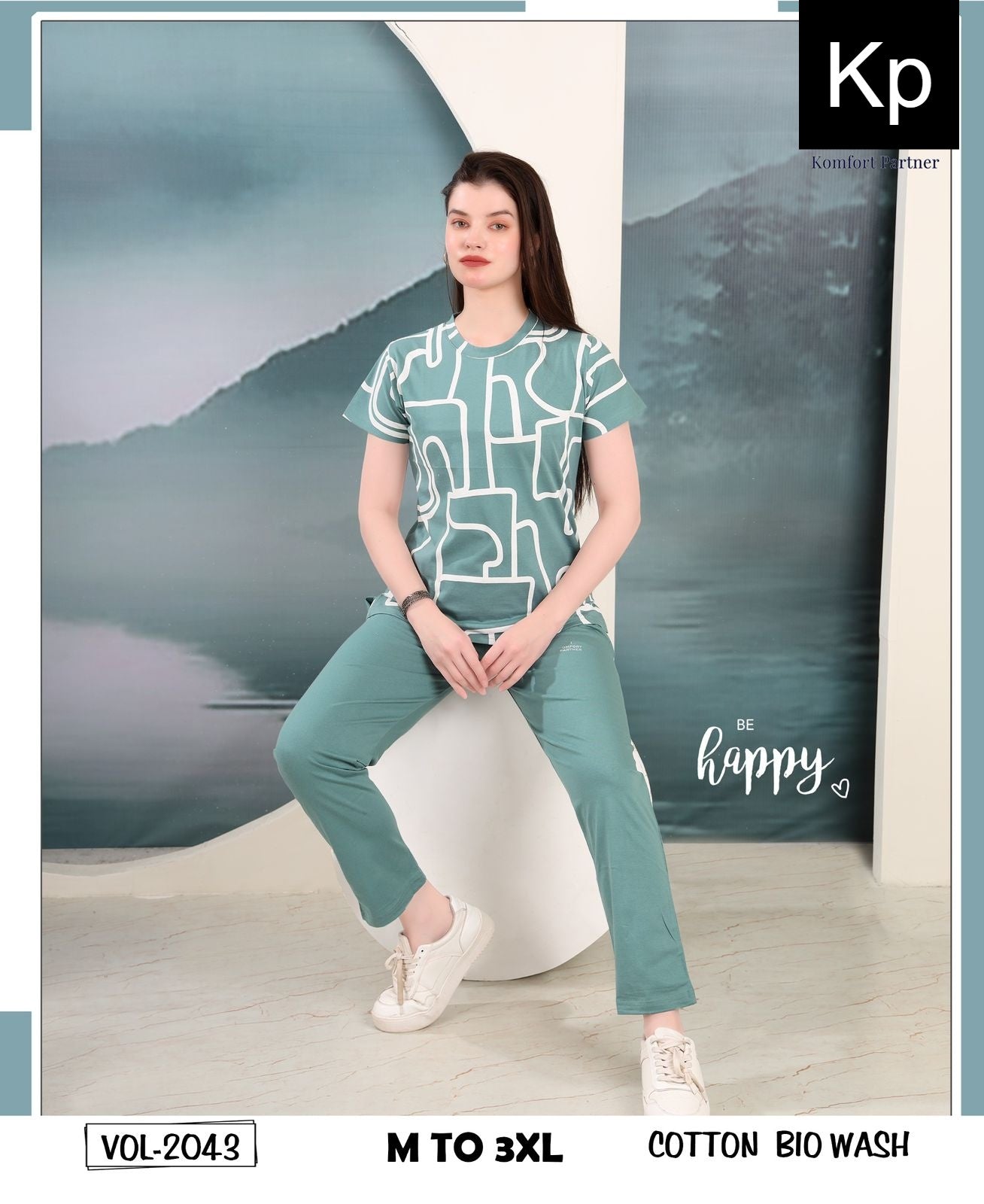 Vol 2043 Kp Cotton Biowashed Pyjama Night Suits Wholesale Price
