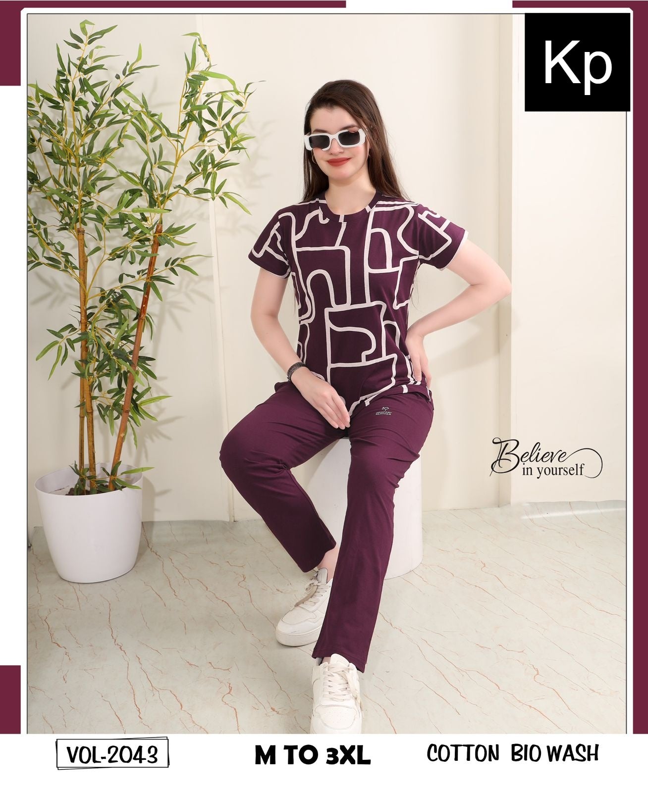 Vol 2043 Kp Cotton Biowashed Pyjama Night Suits Wholesale Price
