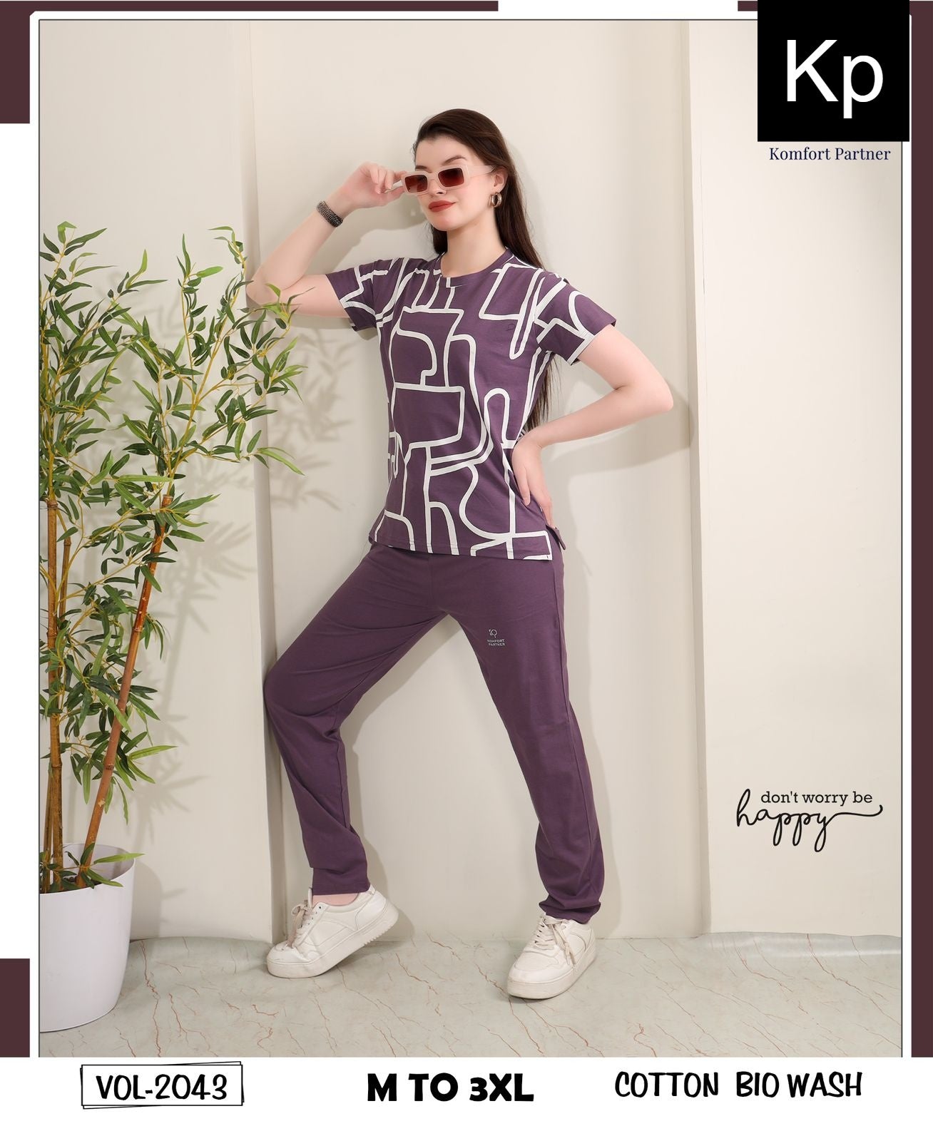 Vol 2043 Kp Cotton Biowashed Pyjama Night Suits Wholesale Price