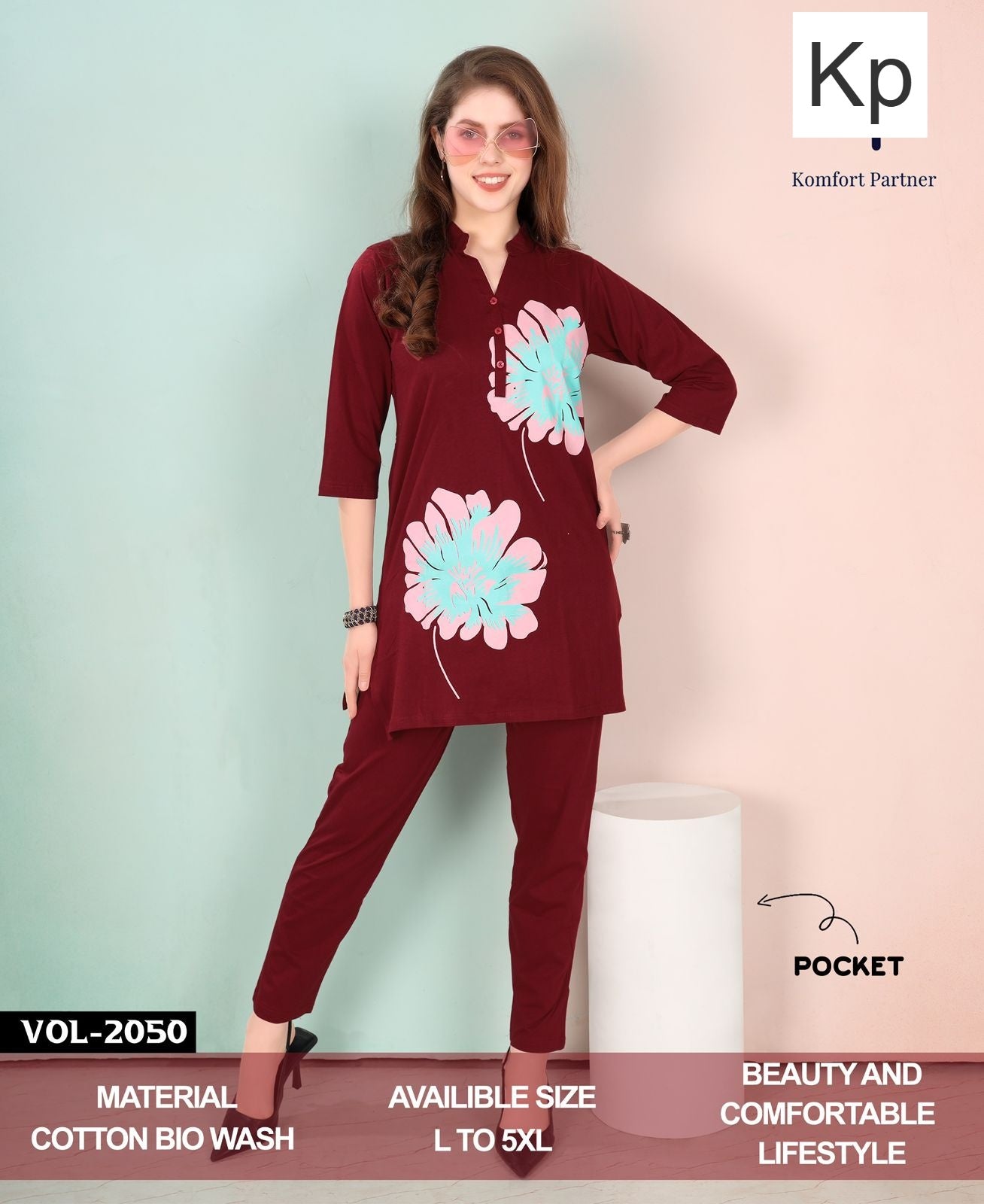 Vol 2050 Kp Cotton Kurta Night Suits Supplier India