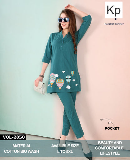 Vol 2050 Kp Cotton Kurta Night Suits Supplier India