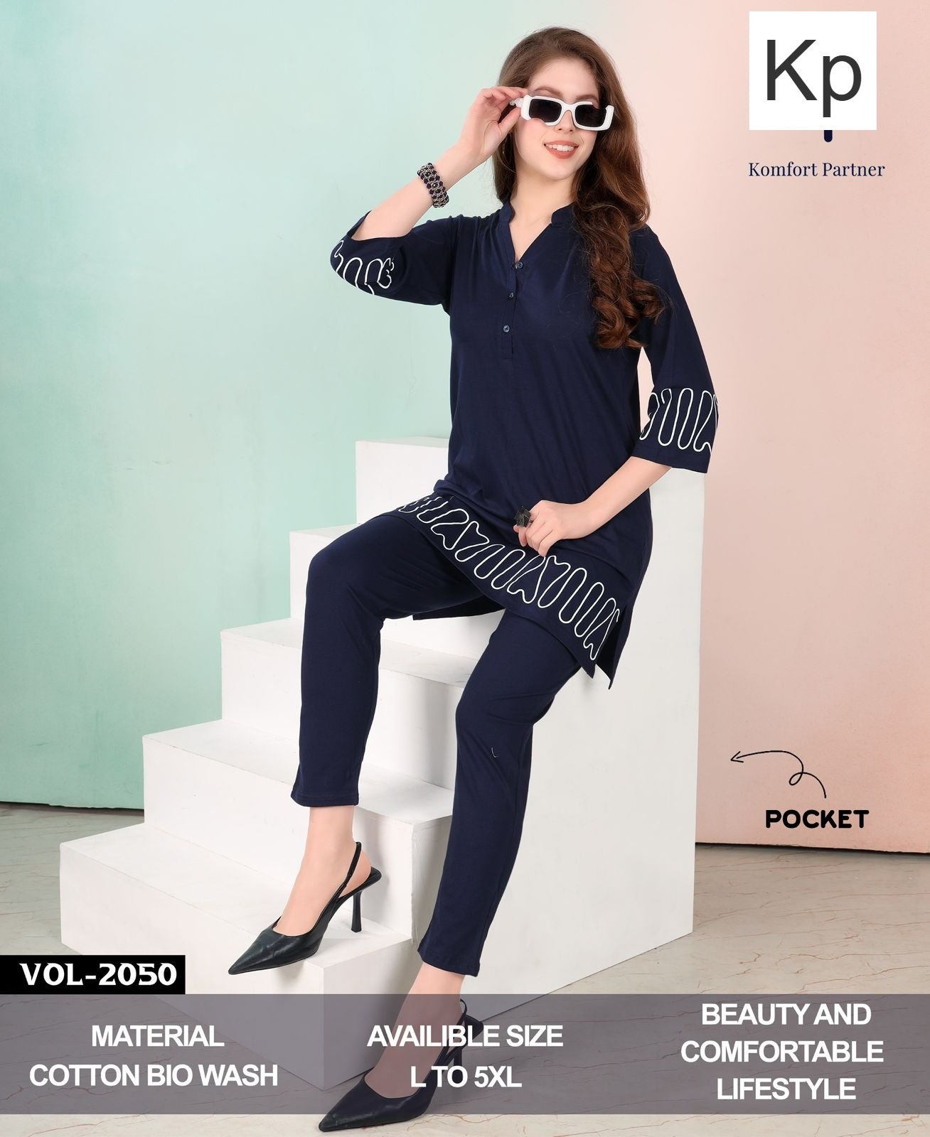 Vol 2050 Kp Cotton Kurta Night Suits Supplier India