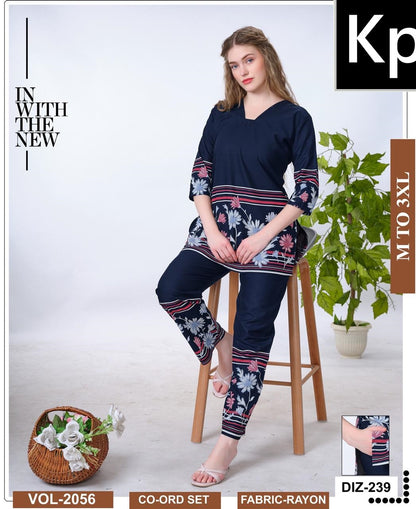 Vol 2056 Kp Rayon 22Kg Co Ord Set Wholesale Price