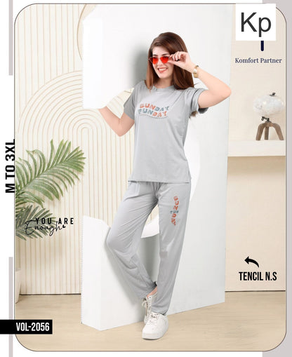 Vol 2056 Kp Tencil Pyjama Night Suits Wholesale