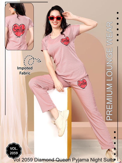Vol 2059 Diamond Queen Imported Pyjama Night Suits Wholesaler