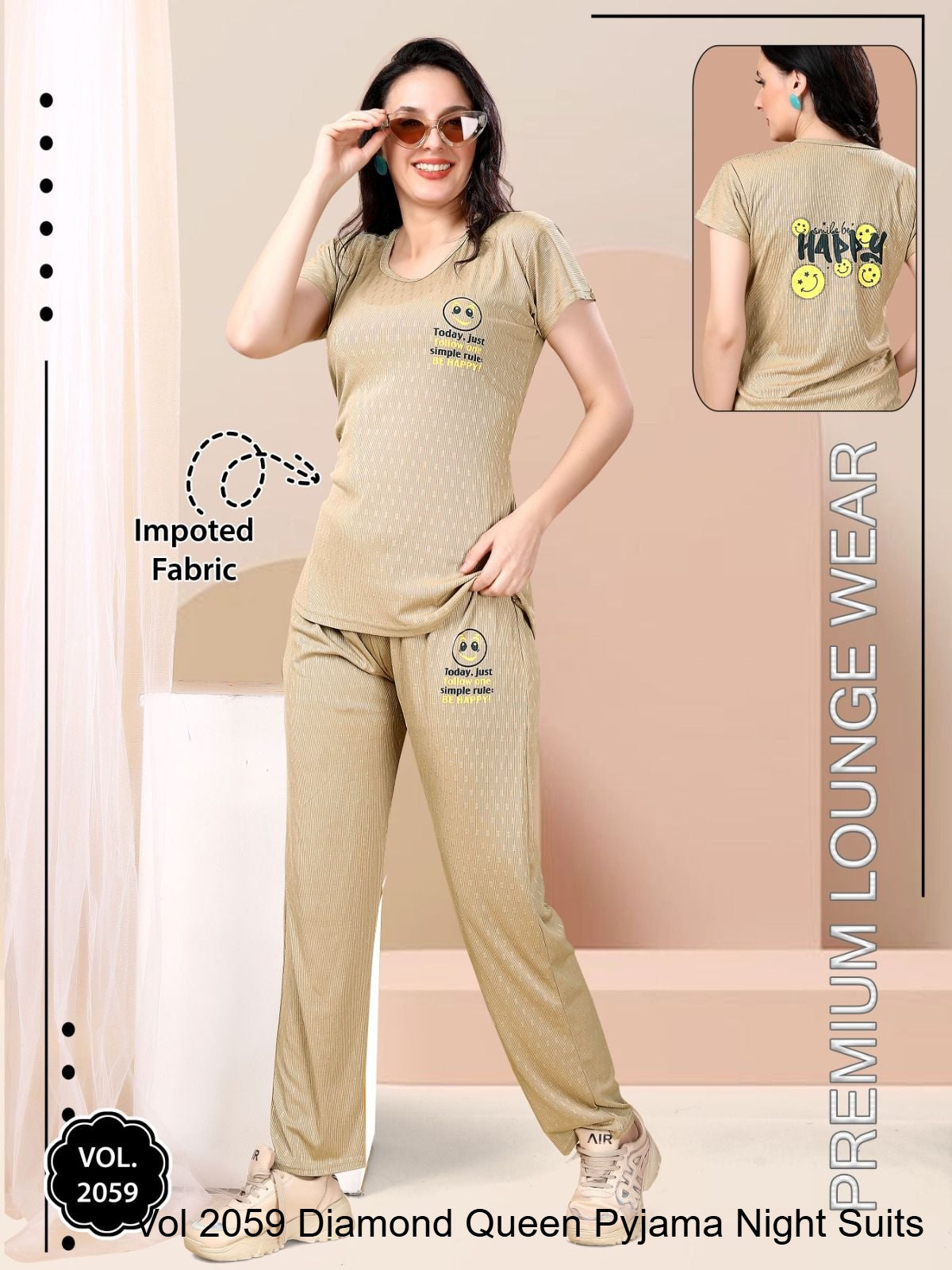 Vol 2059 Diamond Queen Imported Pyjama Night Suits Wholesaler