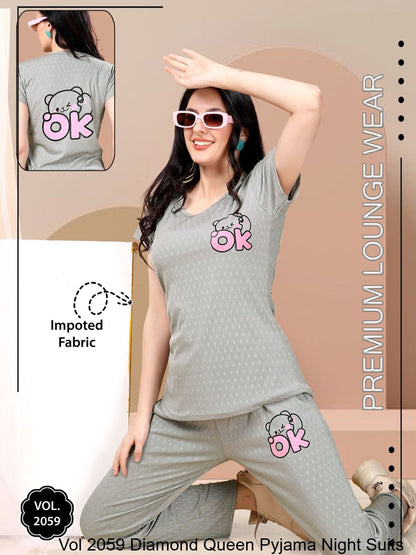 Vol 2059 Diamond Queen Imported Pyjama Night Suits Wholesaler