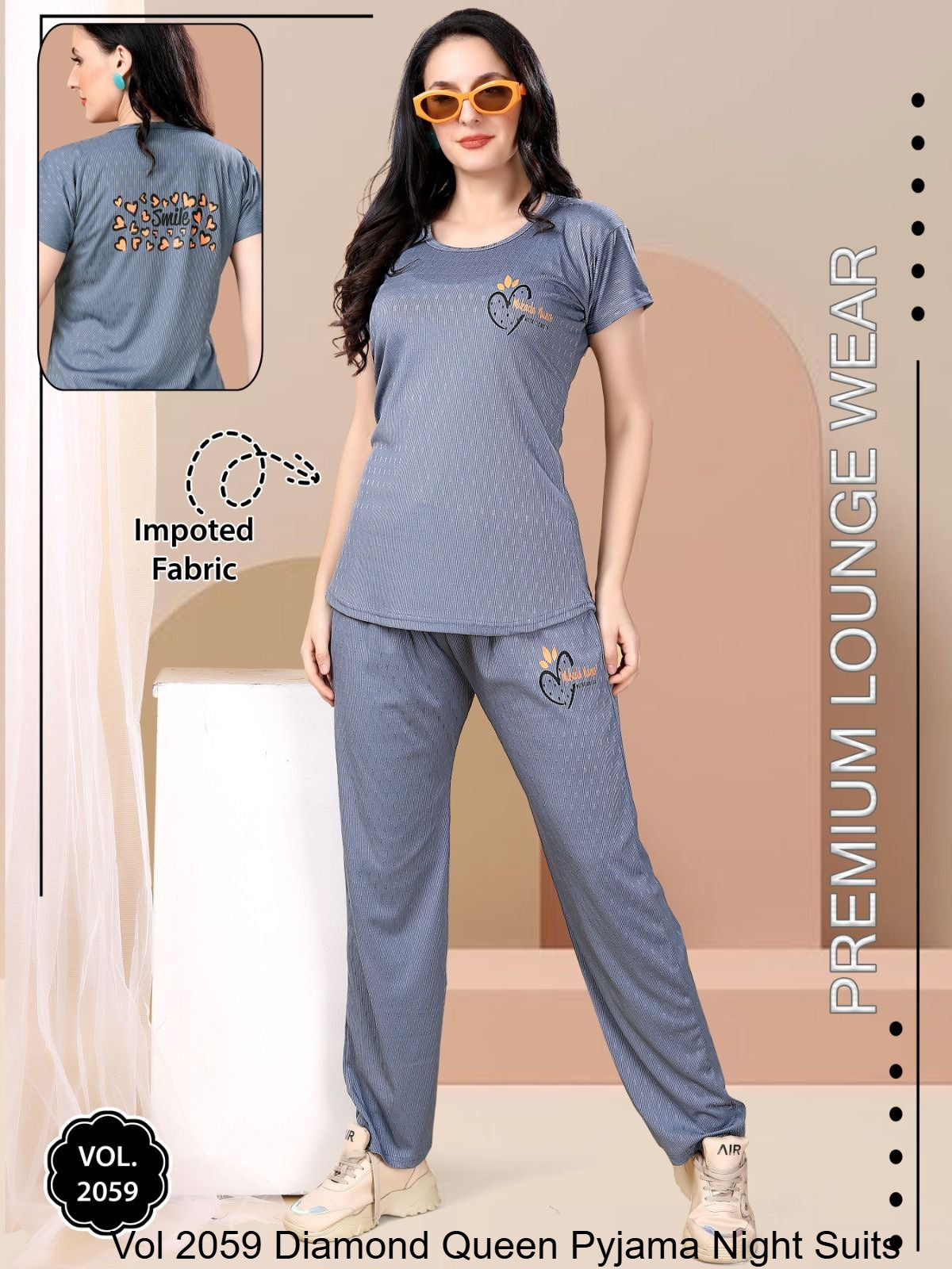 Vol 2059 Diamond Queen Imported Pyjama Night Suits Wholesaler