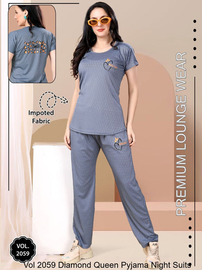 Vol 2059 Diamond Queen Imported Pyjama Night Suits Wholesaler