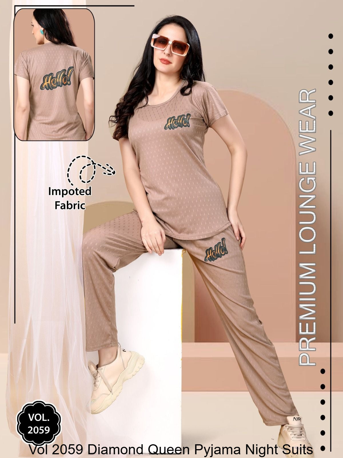 Vol 2059 Diamond Queen Imported Pyjama Night Suits Wholesaler